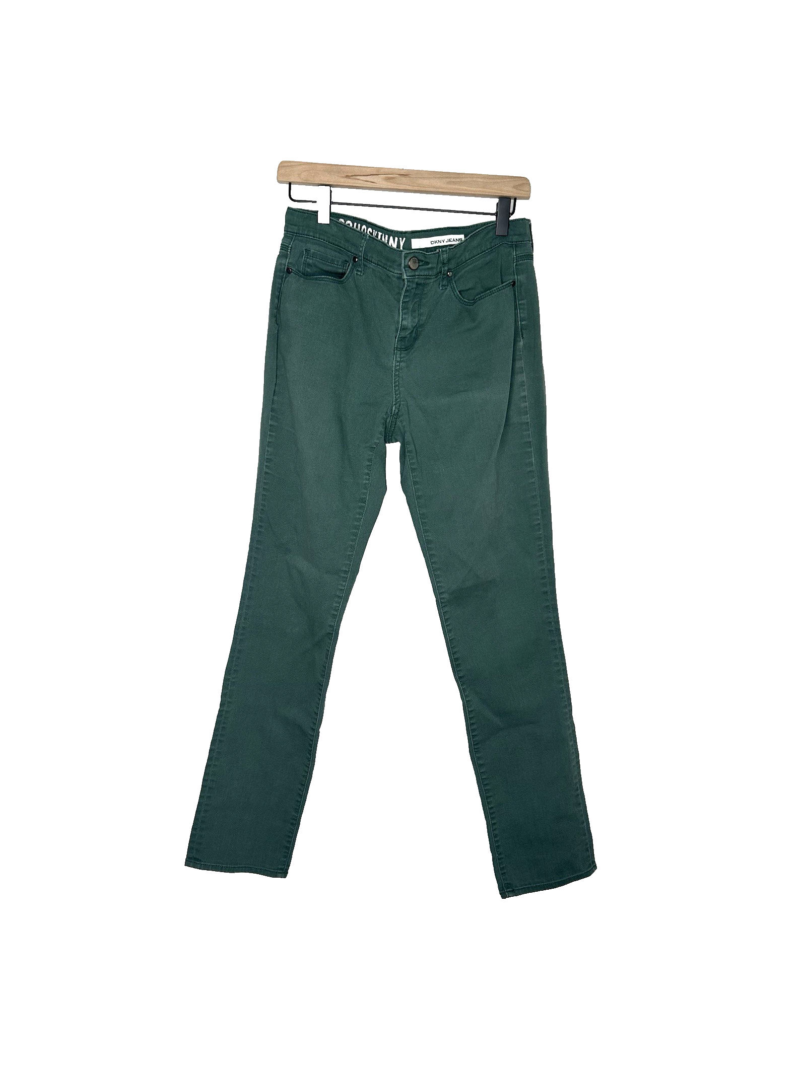 Dkny Mid-Rise Soho Skinny Straight Leg Green Denim Jeans Women's Size 4